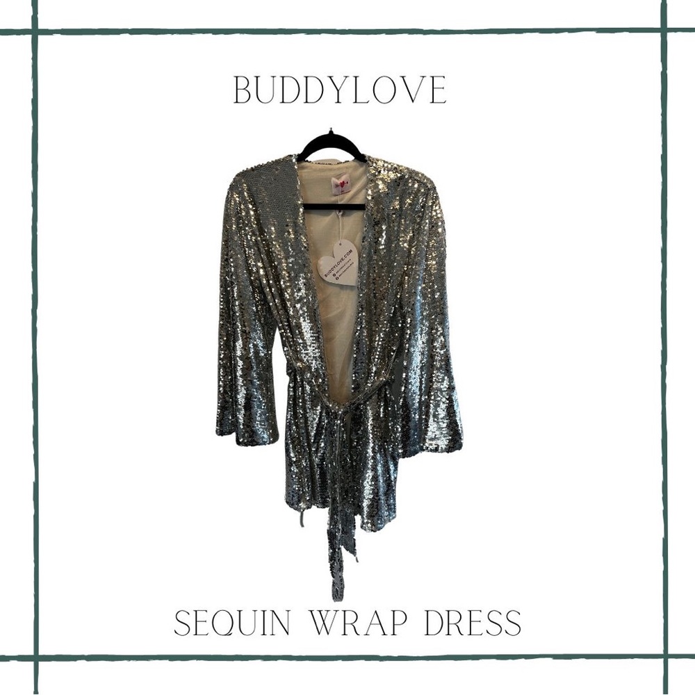 NWT BuddyLove Lynlee Sequin Wrap Dress